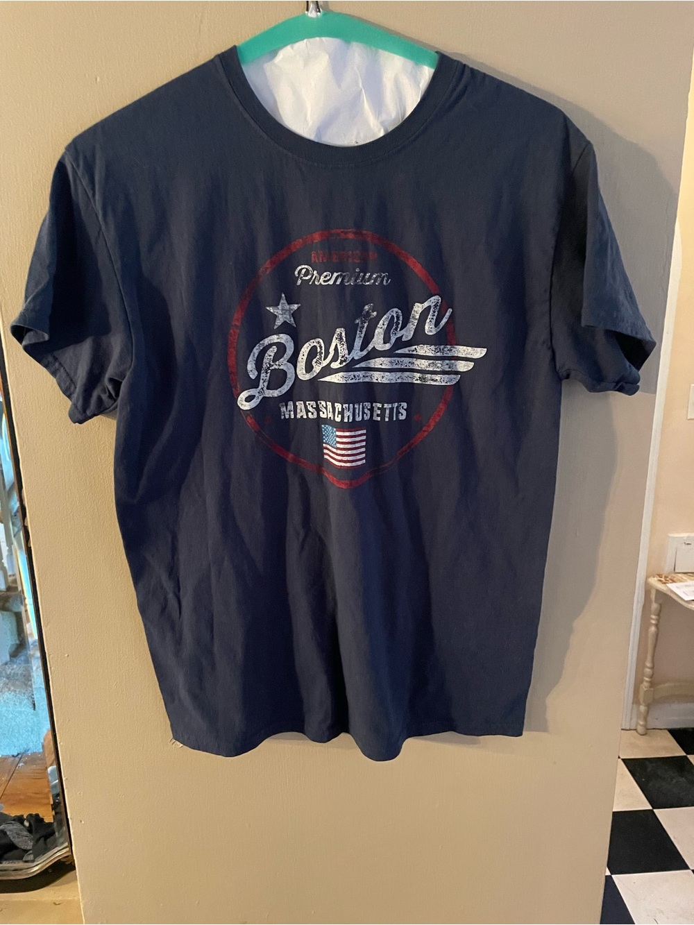 Red white and blue Navy Blue Boston Graphic Tshirt